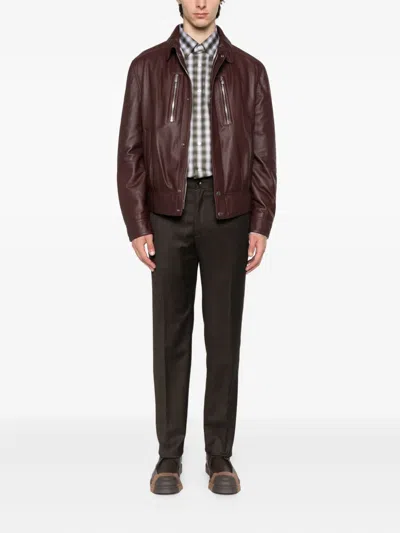 Brioni Checked Shirt In Gray