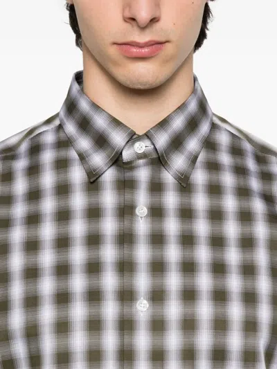 Brioni Checked Shirt In Gray