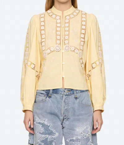 Sea Vesna Long Puff Sleeve Blouse In Yellow In Yellow