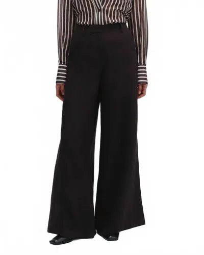 Twp Dees Mid-rise Linen Wide-leg Pants In Black