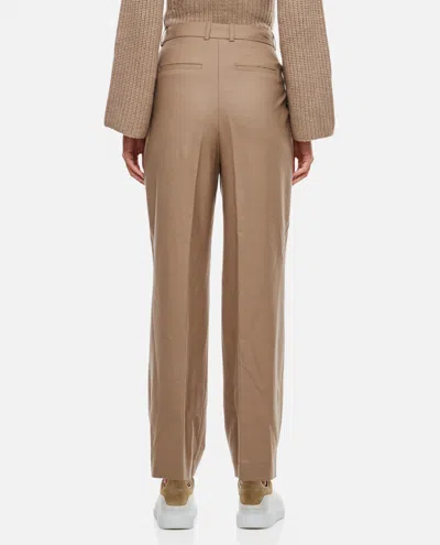 Loulou Studio Solo Light Flannel Twill Wide-leg Trousers In Brown