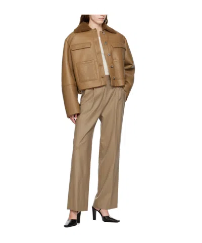 Loulou Studio Solo Light Flannel Twill Wide-leg Trousers In Brown