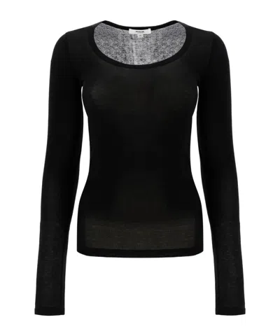 Agolde Crew Neck Long Sleeve T-shirt In Black