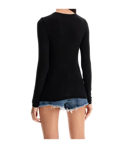Agolde Crew Neck Long Sleeve T-shirt In Black