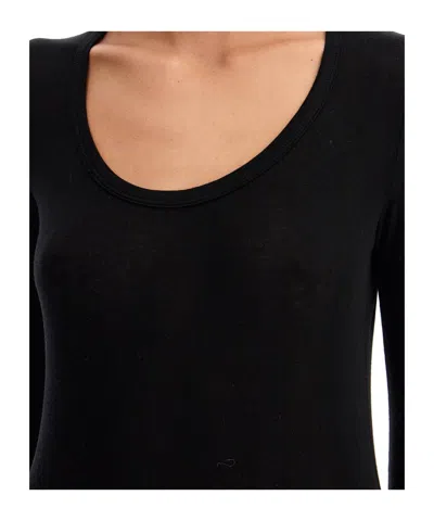 Agolde Crew Neck Long Sleeve T-shirt In Black