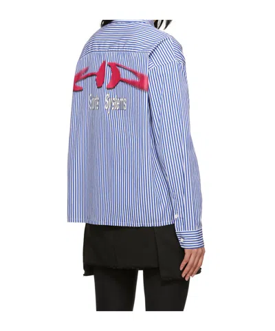 Heron Preston Blue Striped Shirt In Multi