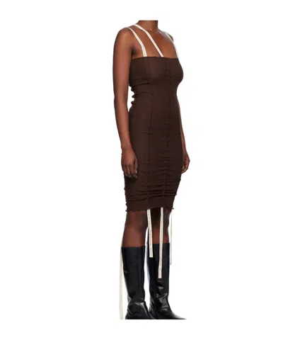 Baserange Brown Hewn Strap Minidress In Brown