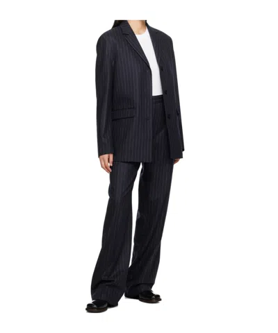 Loulou Studio Striped Casual Pants In Blue