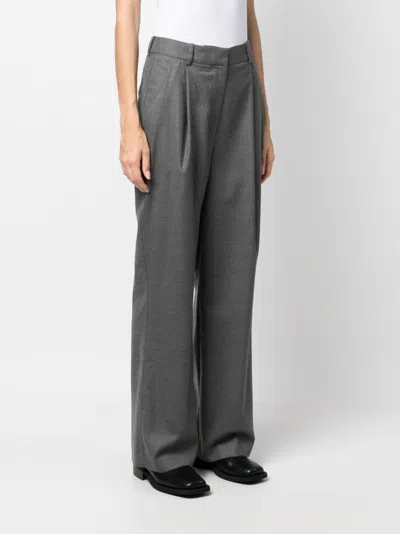 Loulou Studio Stretch Wide-leg Casual Pants In Gray