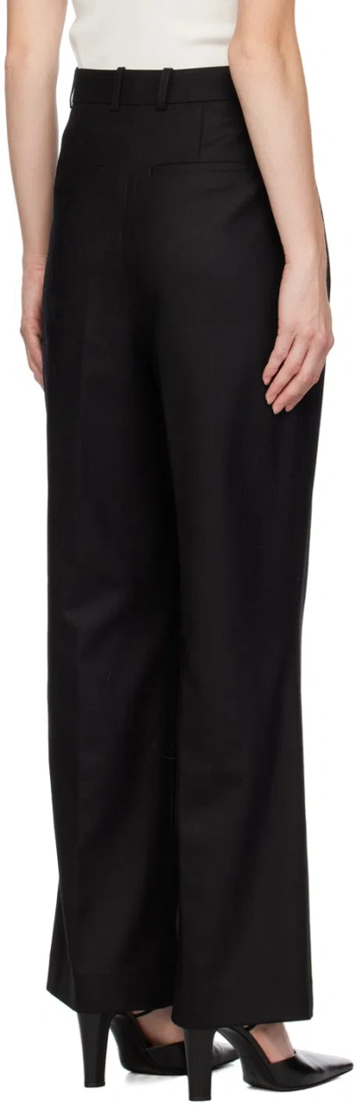 Loulou Studio Solo Light Flannel Twill Wide-leg Trousers In Black