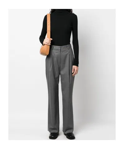Loulou Studio Stretch Wide-leg Casual Pants In Gray