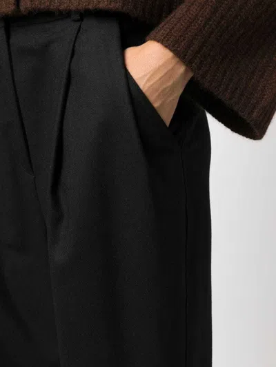 Loulou Studio Solo Light Flannel Twill Wide-leg Trousers In Black