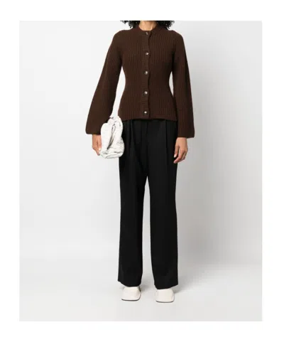 Loulou Studio Solo Light Flannel Twill Wide-leg Trousers In Black