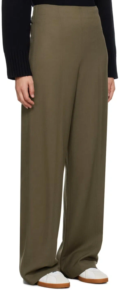 Loulou Studio Elastic Twill Trousers In Brown
