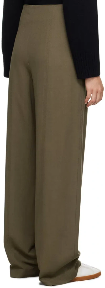 Loulou Studio Elastic Twill Trousers In Brown