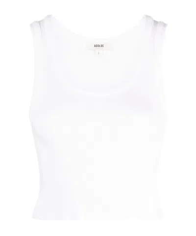 Agolde Crew Neck Cropped Vest In White