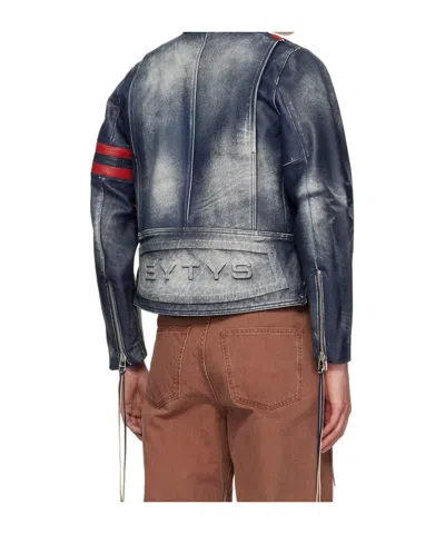 Eytys Navy Damon Leather Jacket In Black