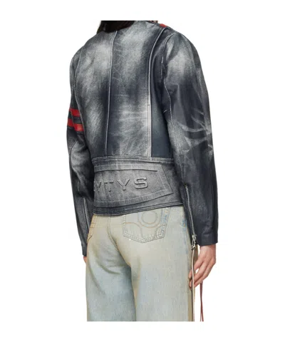 Eytys Navy Damon Leather Jacket In Black