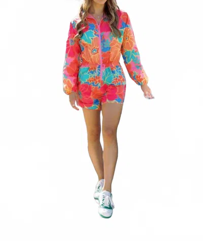 Karlie Floral Weekend Romper In Orange Multi In Purple