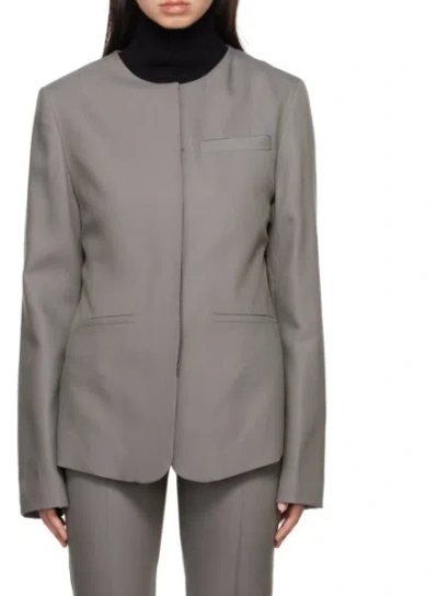 Loulou Studio Round-neck Suit Jacket In Gray