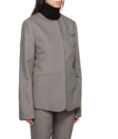 Loulou Studio Round-neck Suit Jacket In Gray