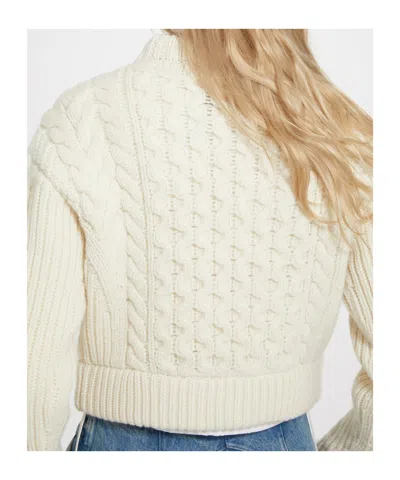 Patou Cropped Cable-knit Wool And Cashmere-blend Sweater In White