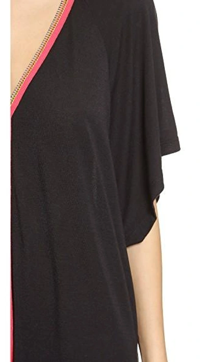 Pitusa Abaya Maxi Dress In Black W/fuchsia
