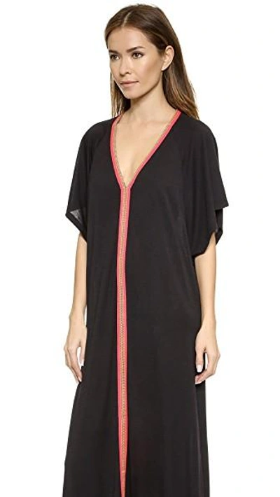 Pitusa Abaya Maxi Dress In Black W/fuchsia