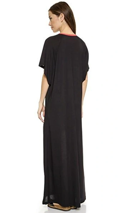 Pitusa Abaya Maxi Dress In Black W/fuchsia