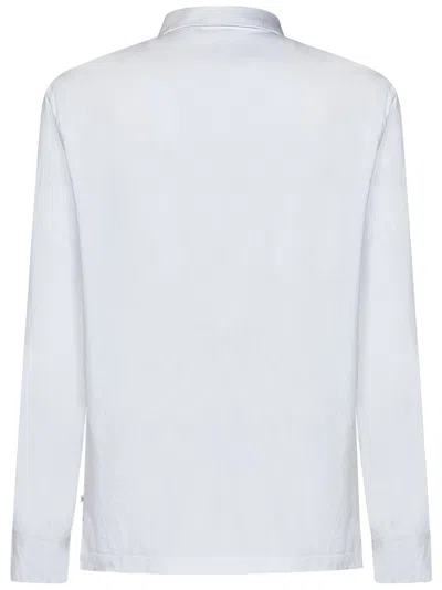 James Perse Rugby Polo Shirt In White Suede Jersey In Blue