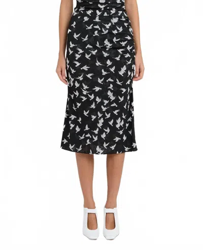 Stella Mccartney Mesh Flying Bird Haze Midi Skirt In Black