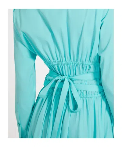 Patou Shirred Cotton Shirtdress In Blue