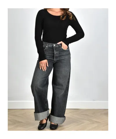 Agolde Scoop-neck Lyocell-blend Jumper In Black