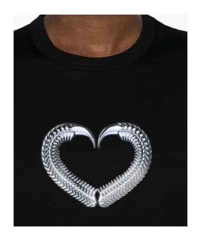 Junya Watanabe Graphic-heart Print Cotton T-shirt In Multi