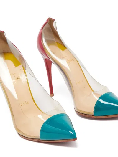 Pre-owned Christian Louboutin 110mm Patent-leather Clear-panel Pumps