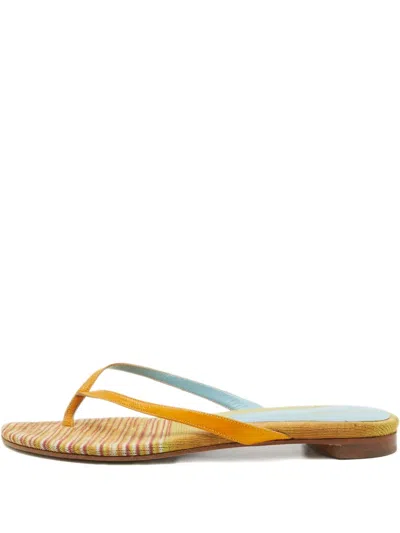 Pre-owned Missoni Leather Flat Sandals In Yellow