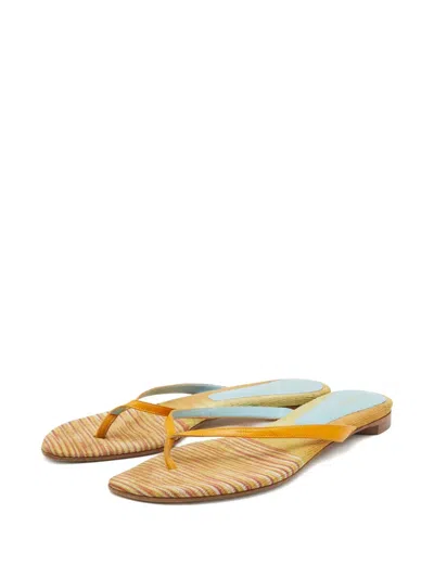 Pre-owned Missoni Leather Flat Sandals In Yellow