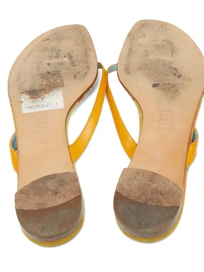 Pre-owned Missoni Leather Flat Sandals In Yellow
