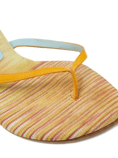 Pre-owned Missoni Leather Flat Sandals In Yellow