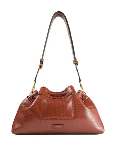 Jimmy Choo Cinch M Snakeskin-effect Leather Shoulder Bag In Brown