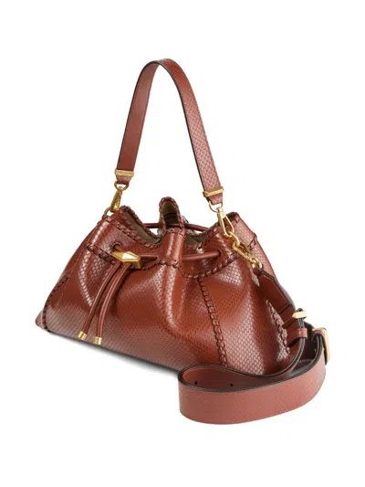 Jimmy Choo Cinch M Snakeskin-effect Leather Shoulder Bag In Brown