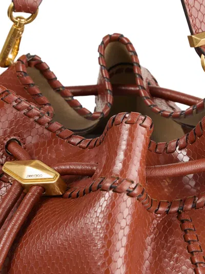 Jimmy Choo Cinch M Snakeskin-effect Leather Shoulder Bag In Brown