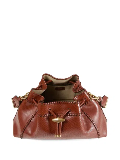 Jimmy Choo Cinch M Snakeskin-effect Leather Shoulder Bag In Brown