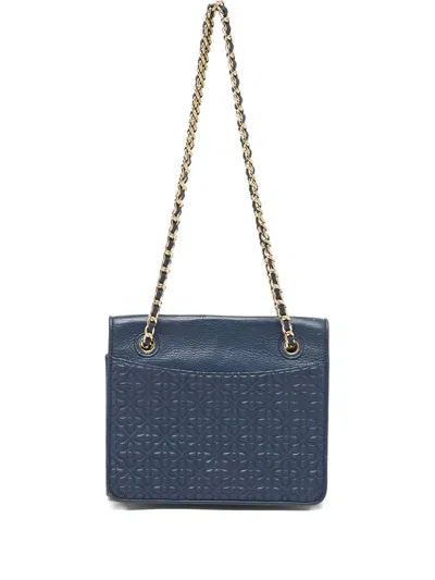 Pre-owned Tory Burch Medium Fleming Cross Body Bag In Blue