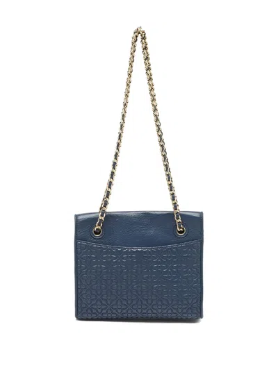 Pre-owned Tory Burch Medium Fleming Cross Body Bag In Blue
