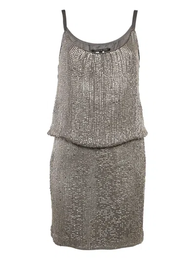 Pre-owned Nina Ricci Sequinned Silk Mini Dress In Silver