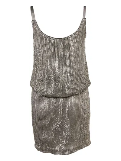 Pre-owned Nina Ricci Sequinned Silk Mini Dress In Silver