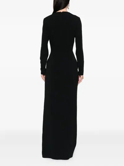 Elie Saab Crystal-embellished Wrap Maxi Evening Dress In Black
