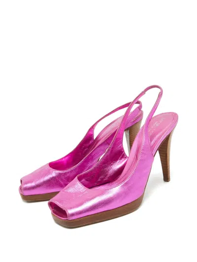 Pre-owned Sergio Rossi Vintage 100mm Patent-leather Slingback Pumps In Pink
