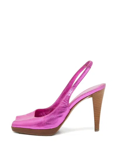 Pre-owned Sergio Rossi Vintage 100mm Patent-leather Slingback Pumps In Pink